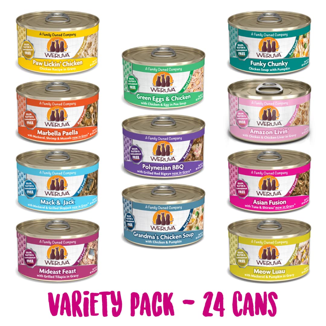 Weruva Classic Cat 24-pack box image showing value and variety for dinners