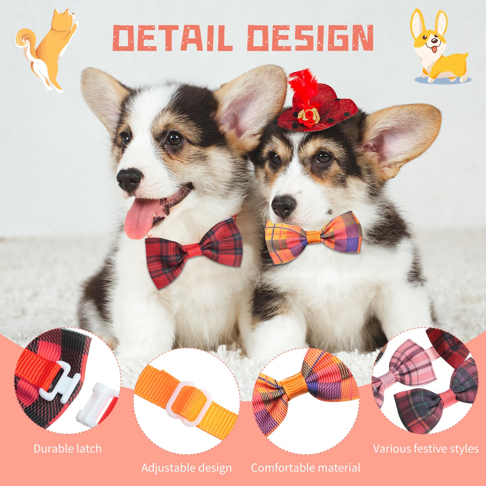 Wesiti puppy bowtie with soft polyester strap for comfort.
