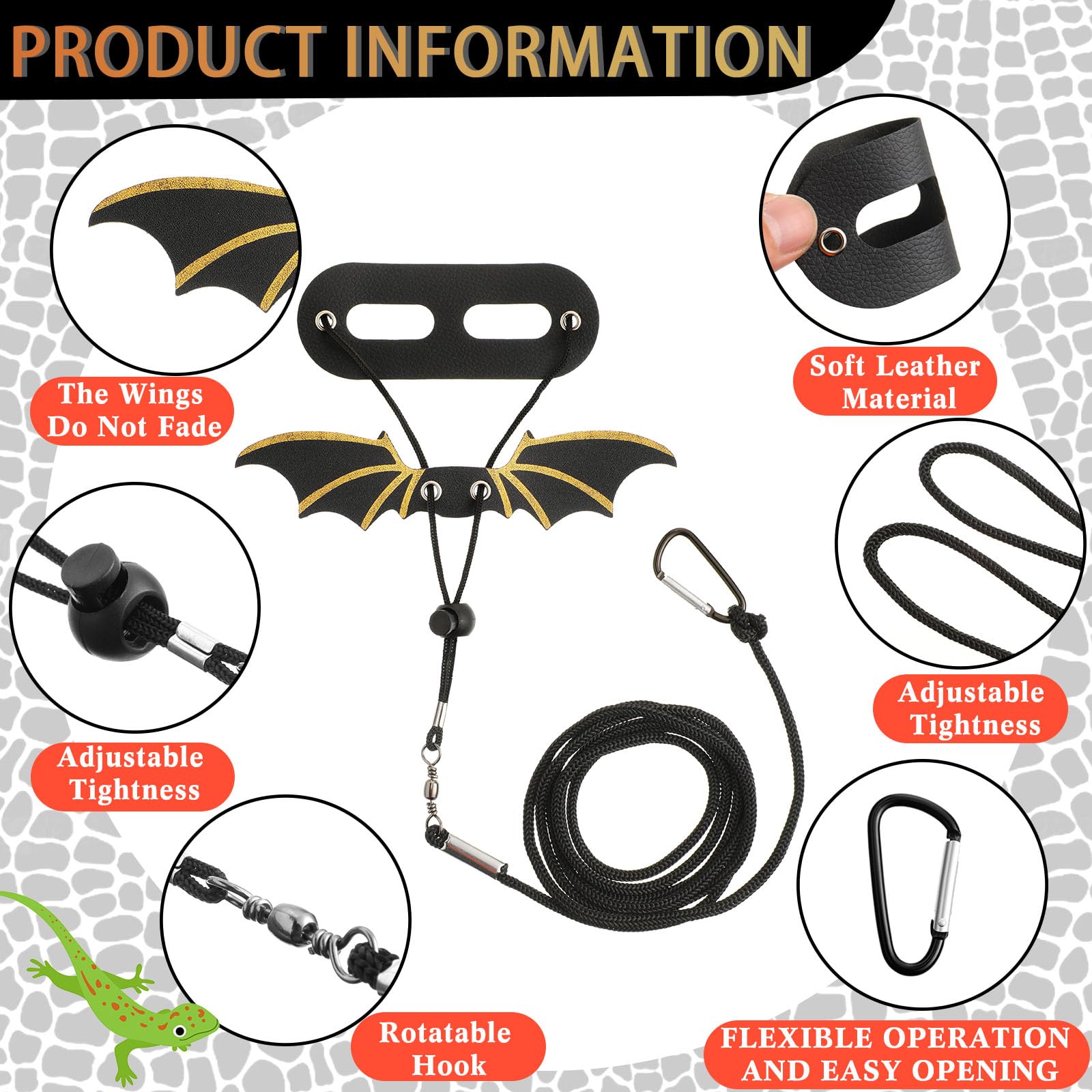 Wesnoy bearded dragon wearing harness on outdoor stroll for secure movement.