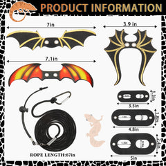 Wesnoy dinosaur wings on bearded dragon for playful, safe walking.