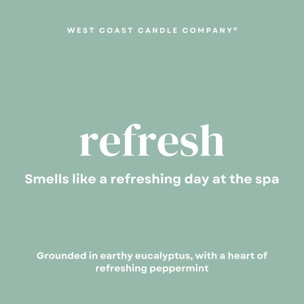 Refresh wax melts closeup shows natural soy and balanced fragrance for a clean burn.