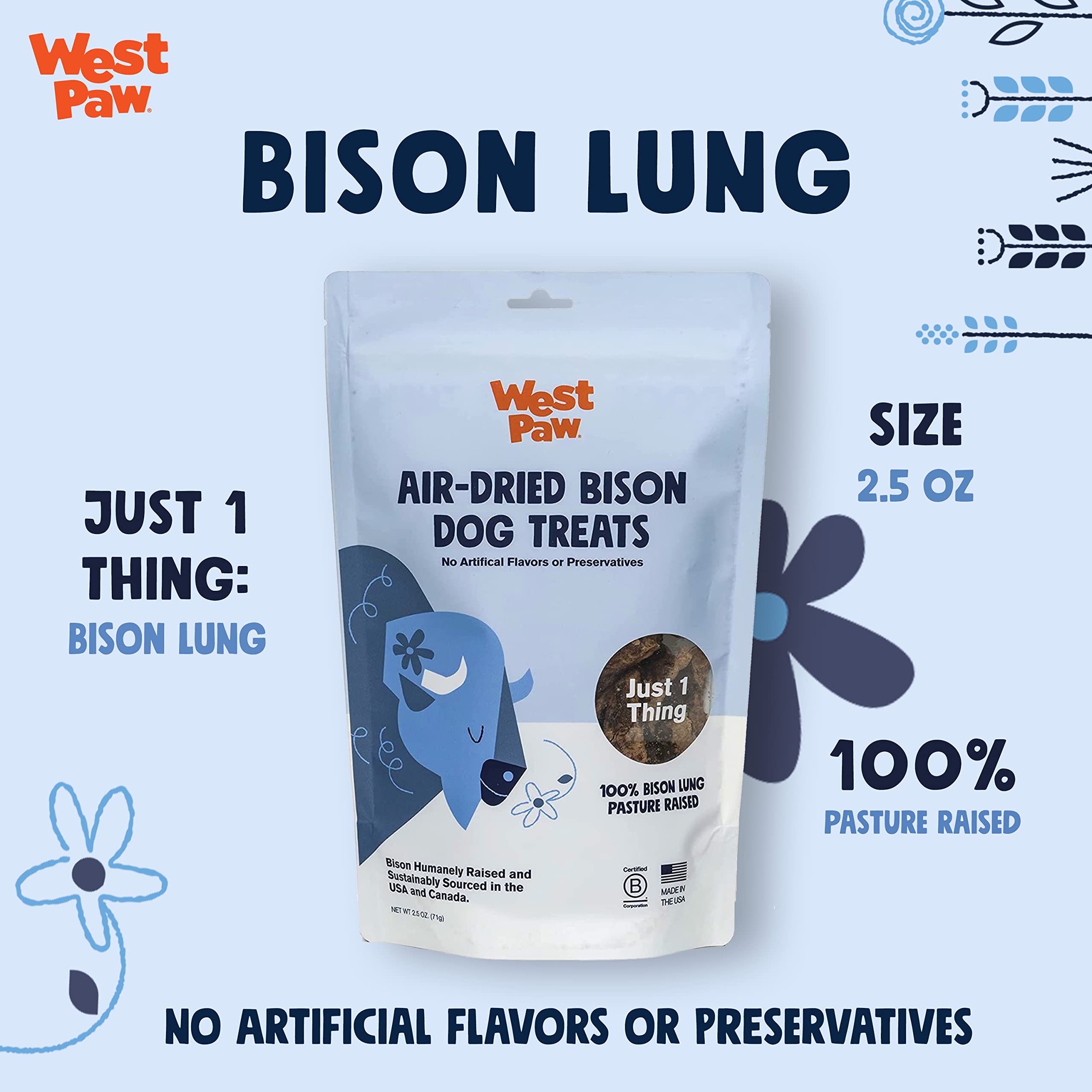 WEST PAW bison lung treats close-up reveals chewy texture ideal for training rewards.
