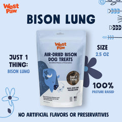 WEST PAW bison lung treats close-up reveals chewy texture ideal for training rewards.