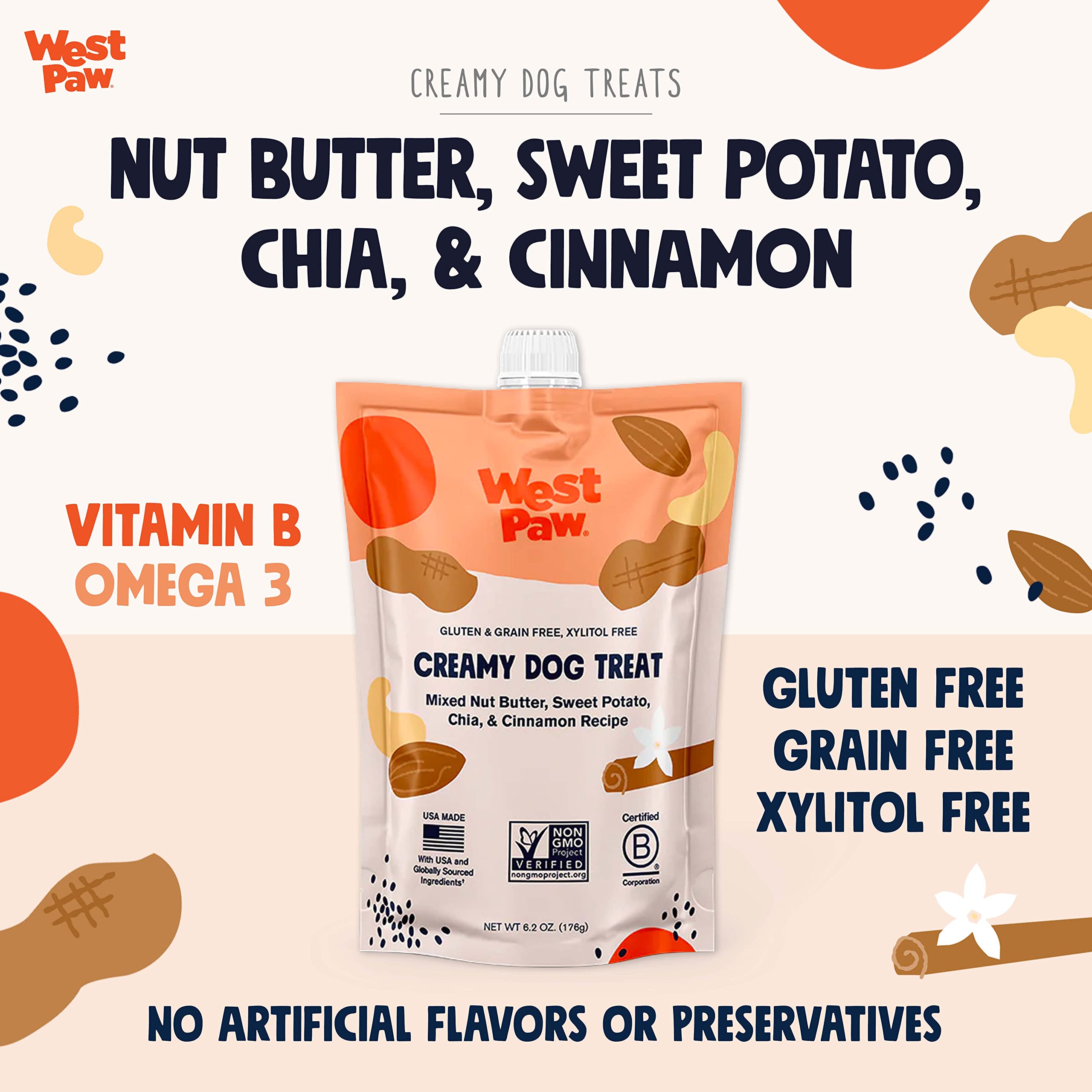 West Paw Creamy Treats texture being squeezed to show easy topping on meals.