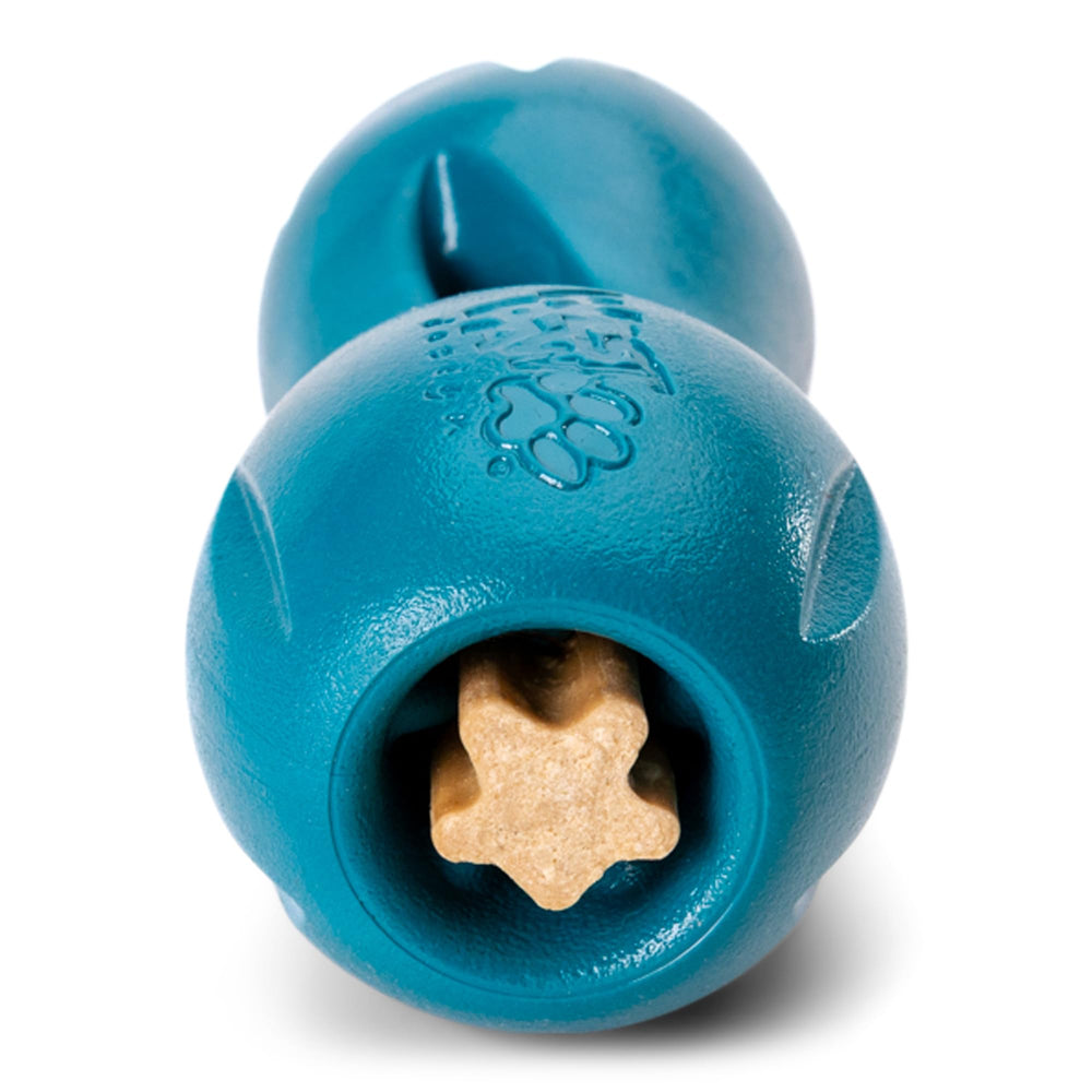 West Paw Qwizl River Blue design supports dishwasher-safe cleaning after chewy sessions.