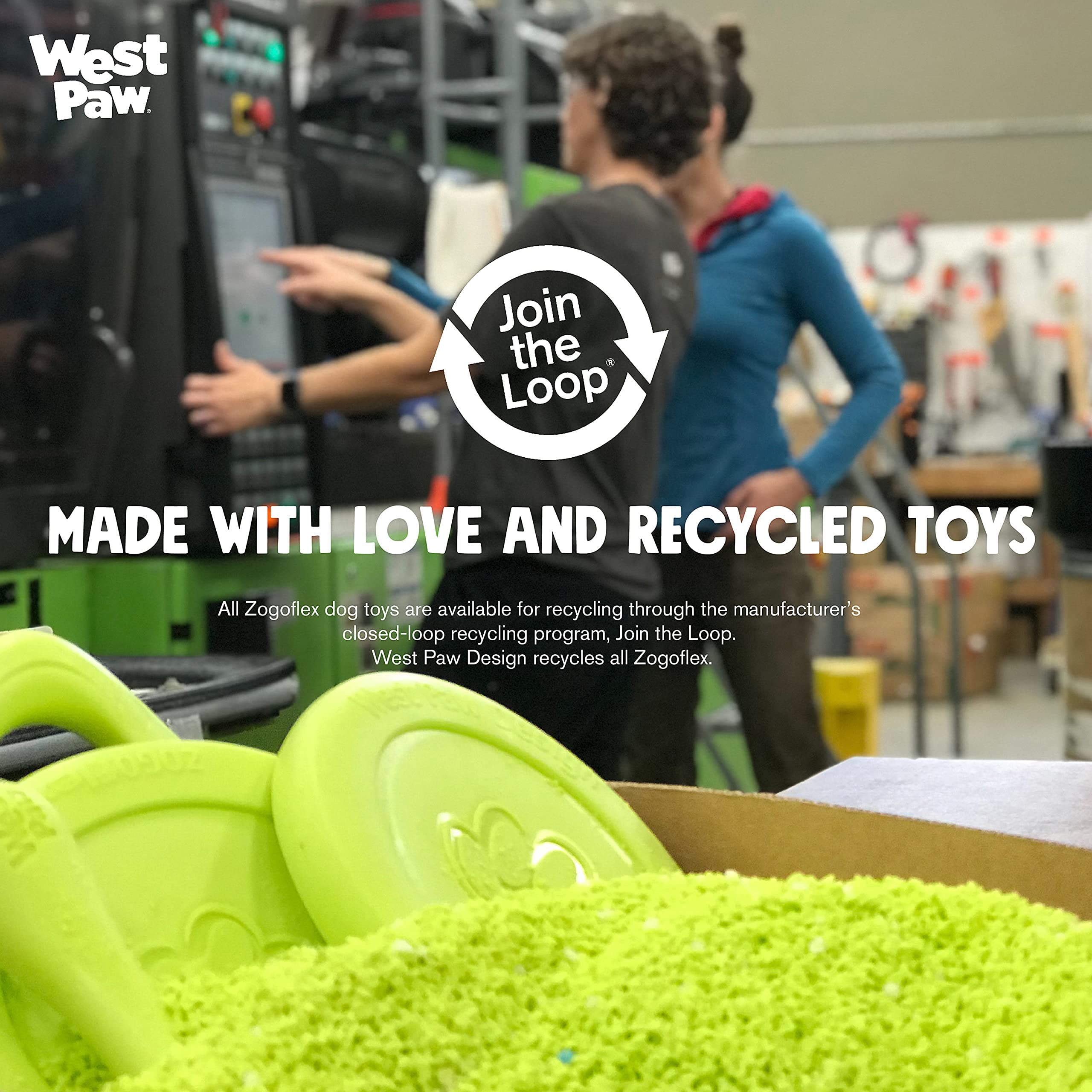 West Paw Qwizl recyclable packaging supports eco-friendly shopping.