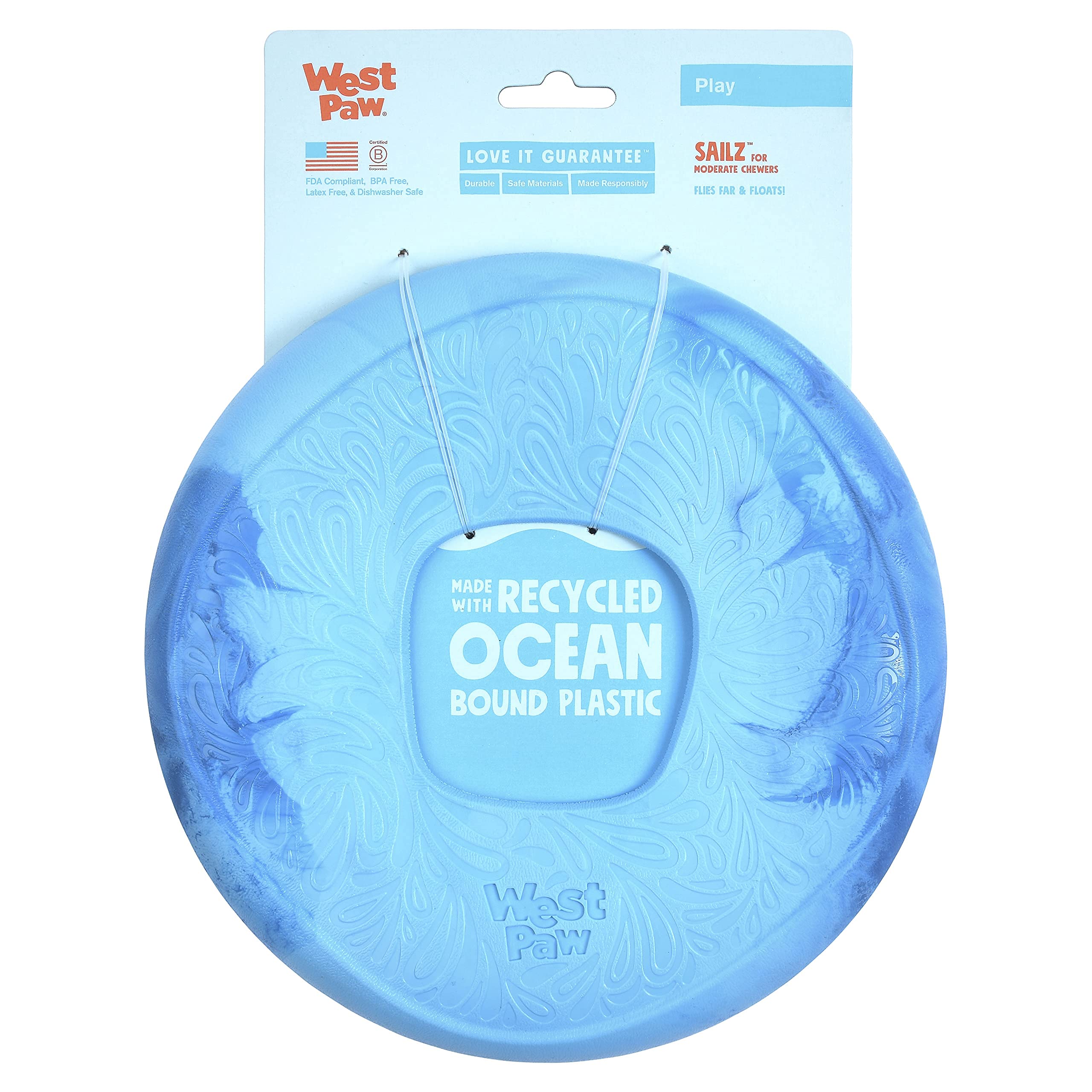 WEST PAW Seaflex Sailz disc front view for durable fetch and gentle chewing.