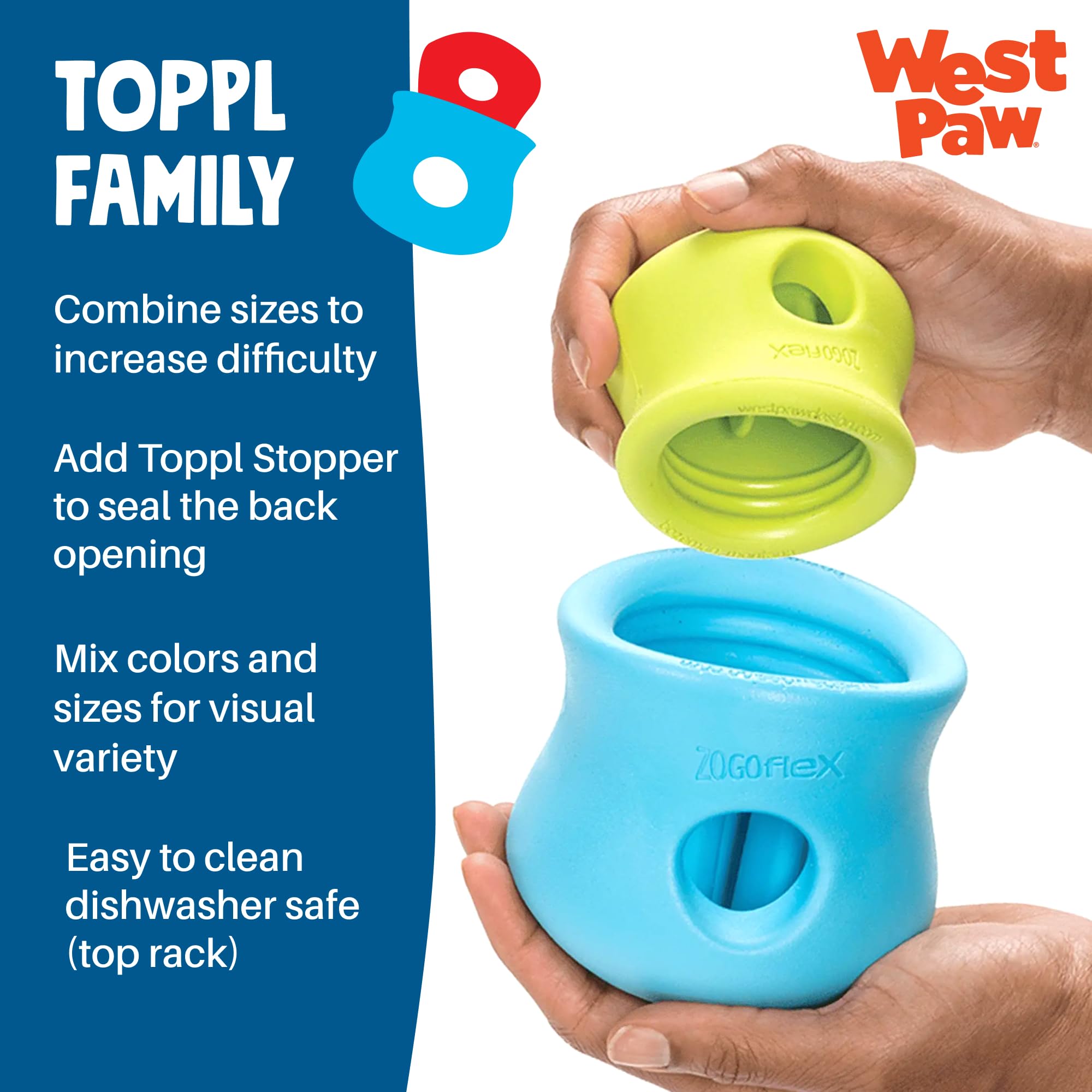 WEST PAW Toppl small Granny Smith with bright color for easy spotting.