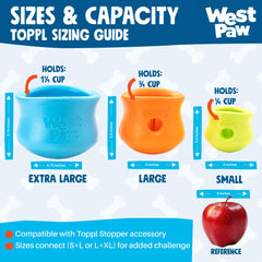 WEST PAW Toppl Granny Smith treat-dispense-detail closeup shows color-rich surface for visibility
