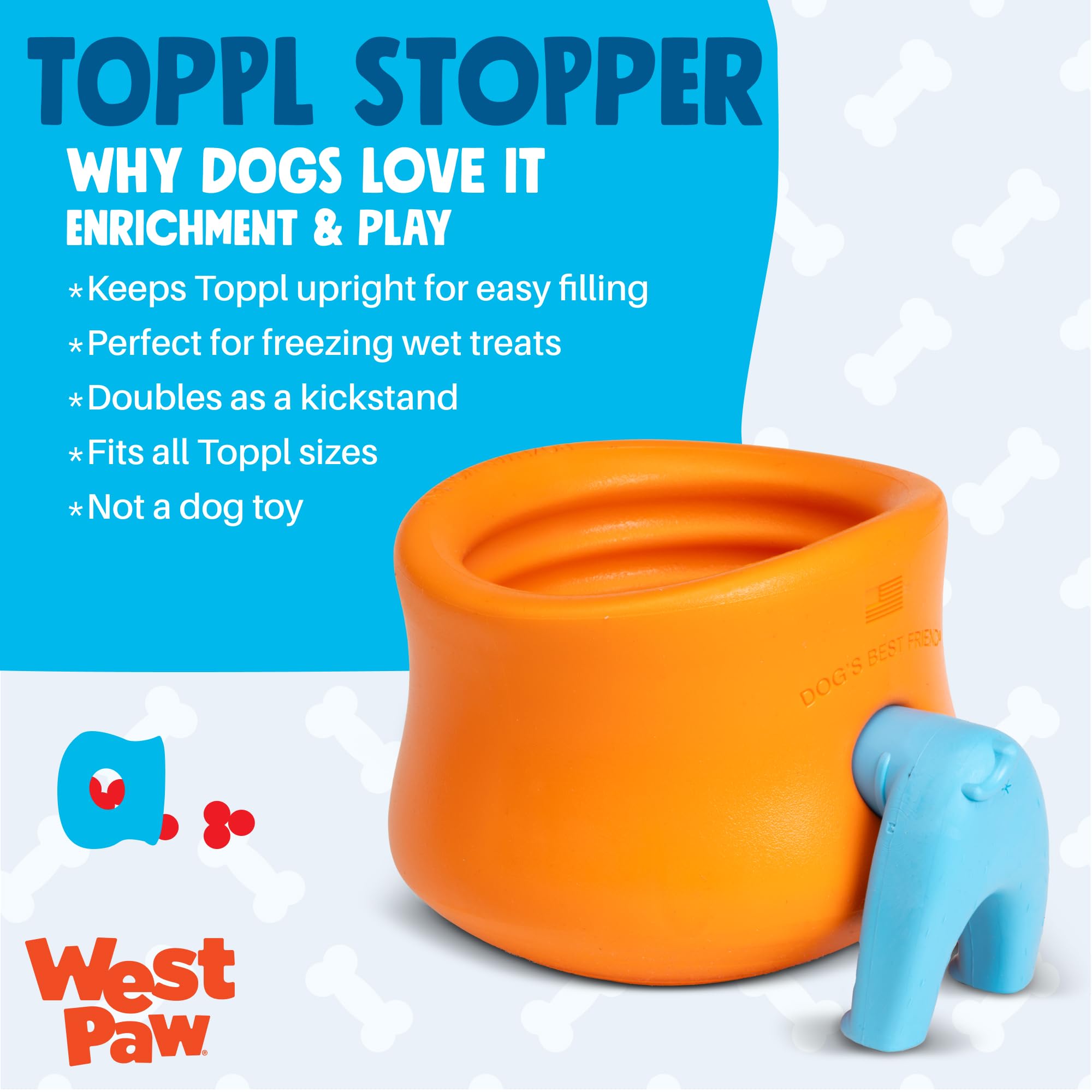 WEST PAW Toppl Stopper acts as a stable kickstand for meal prep.