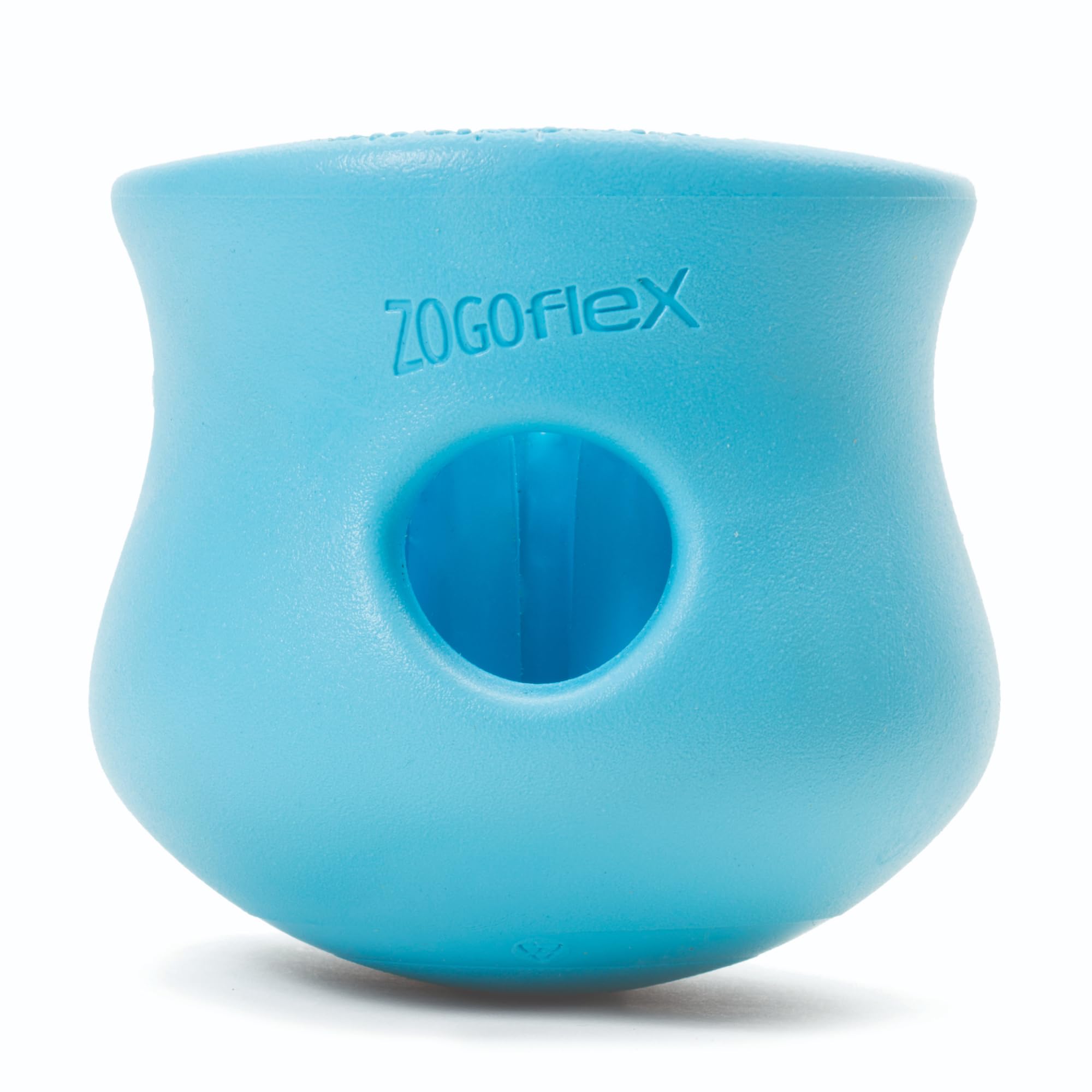 West Paw Toppl blue large outer view, durable chew toy for interactive play.