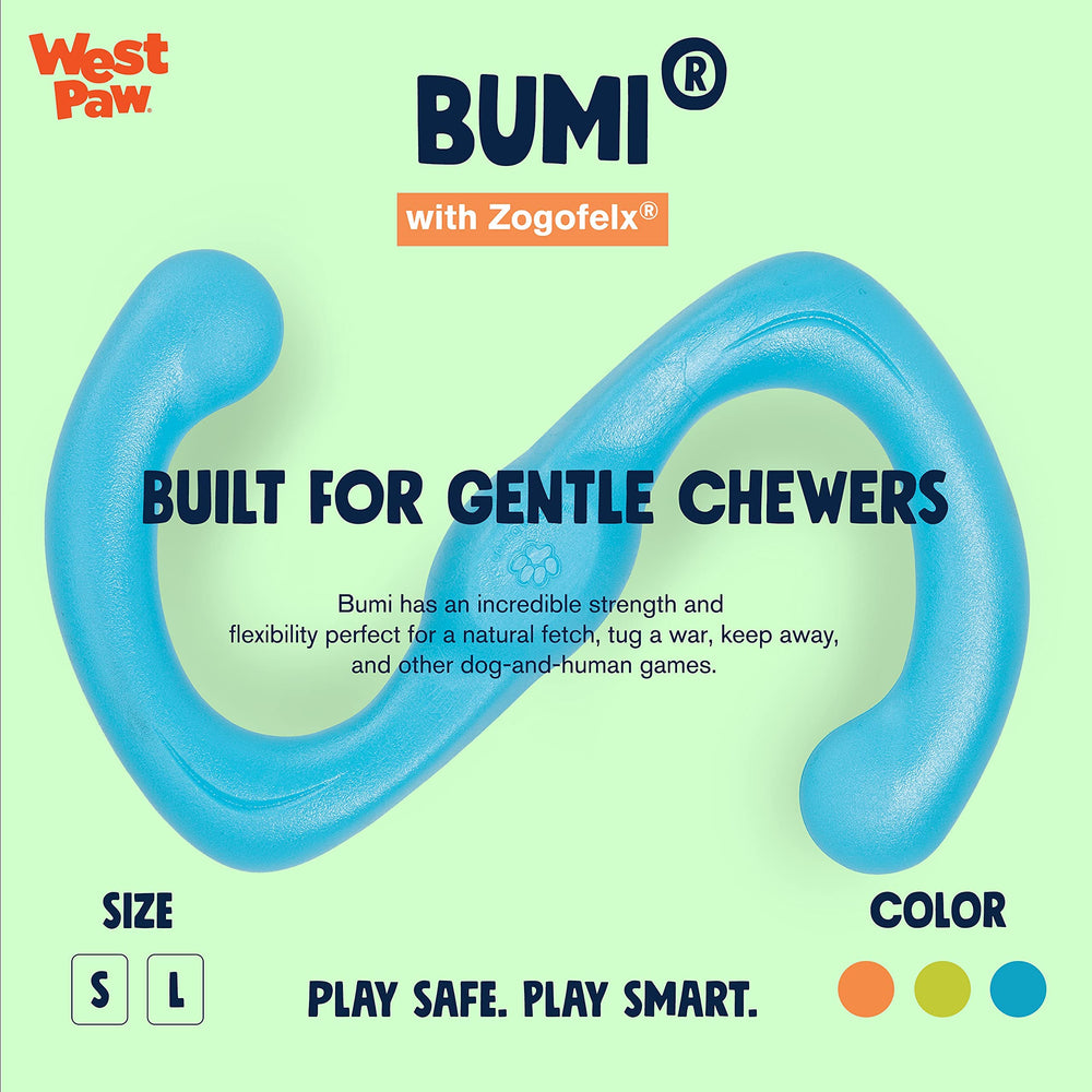 WEST PAW Zogoflex Bumi stretched length doubles play during tug sessions