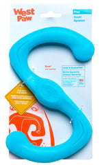 WEST PAW Zogoflex Bumi S-shape in aqua blue for interactive fetch and tug