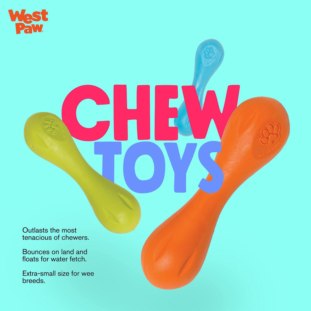 West Paw Zogoflex Hurley dog bone toy non-toxic material ensures safe chewing sessions.