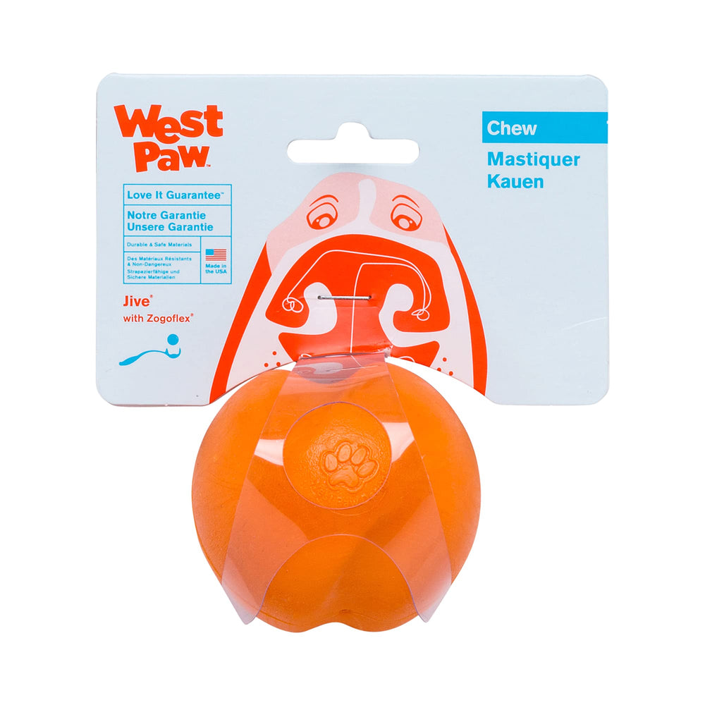 WEST PAW Zogoflex Jive Ball delivers unpredictable bounce for engaging fetch sessions.