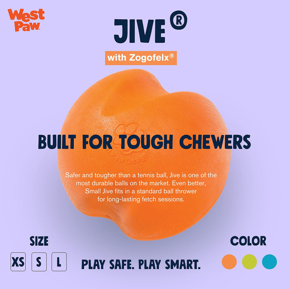 WEST PAW Zogoflex Jive Ball fits standard throwers for easy retrieves.