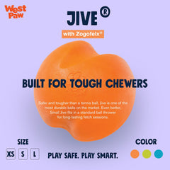 WEST PAW Zogoflex Jive Ball fits standard throwers for easy retrieves.