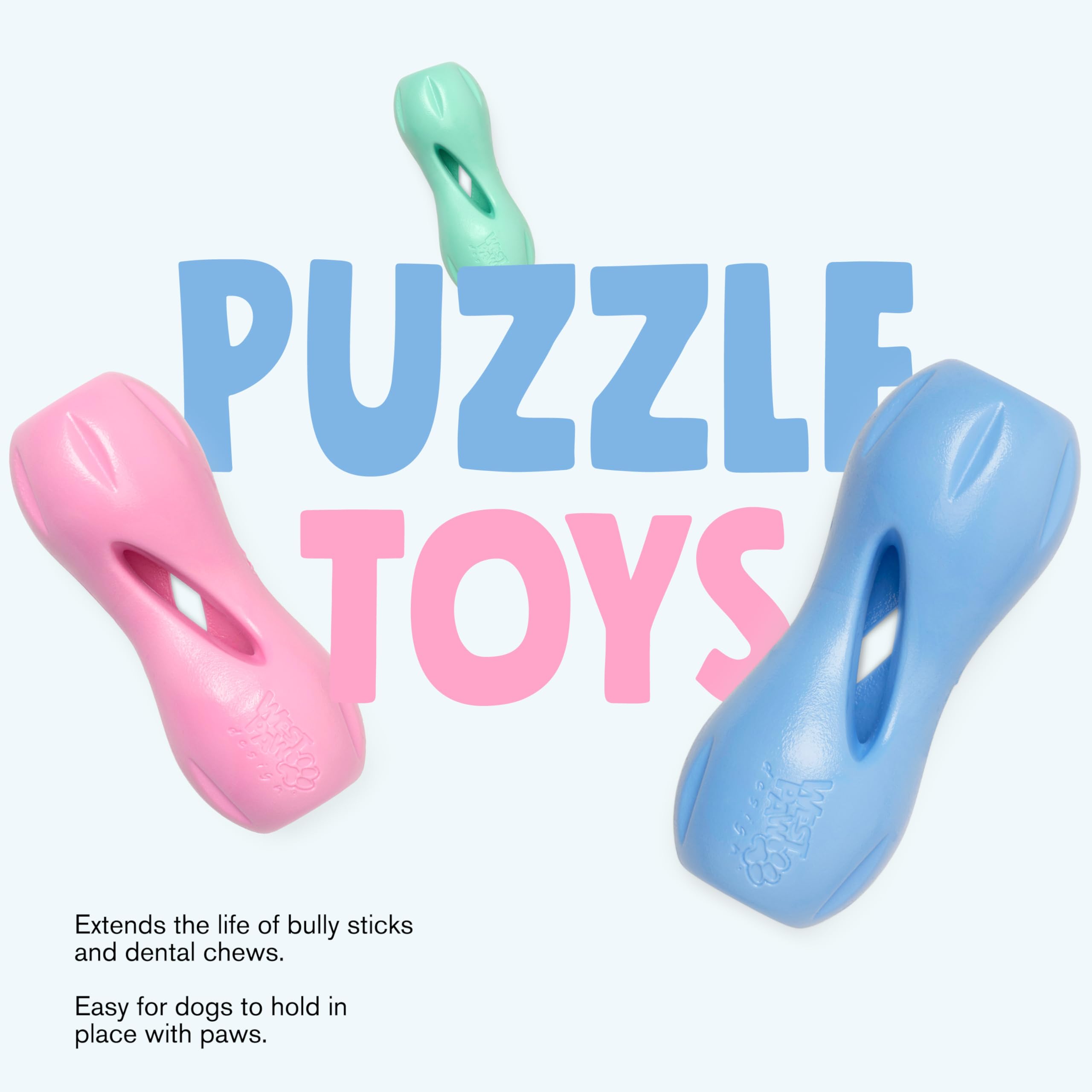 West Paw Zogoflex Qwizl large 6-5 inch bubblegum, high visibility for outdoor play.