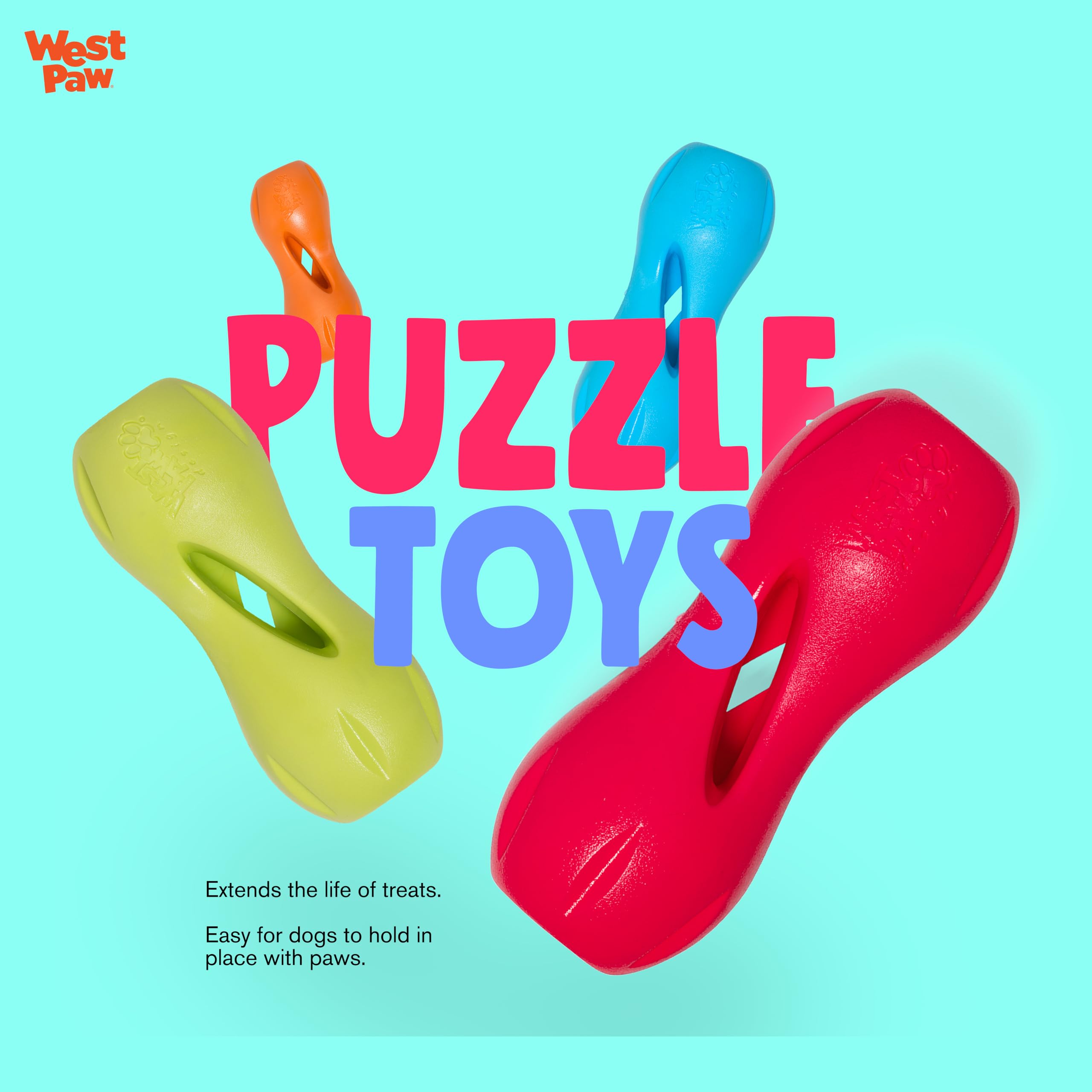 West Paw Zogoflex Qwizl small recyclable-material emphasizes eco-friendly design.