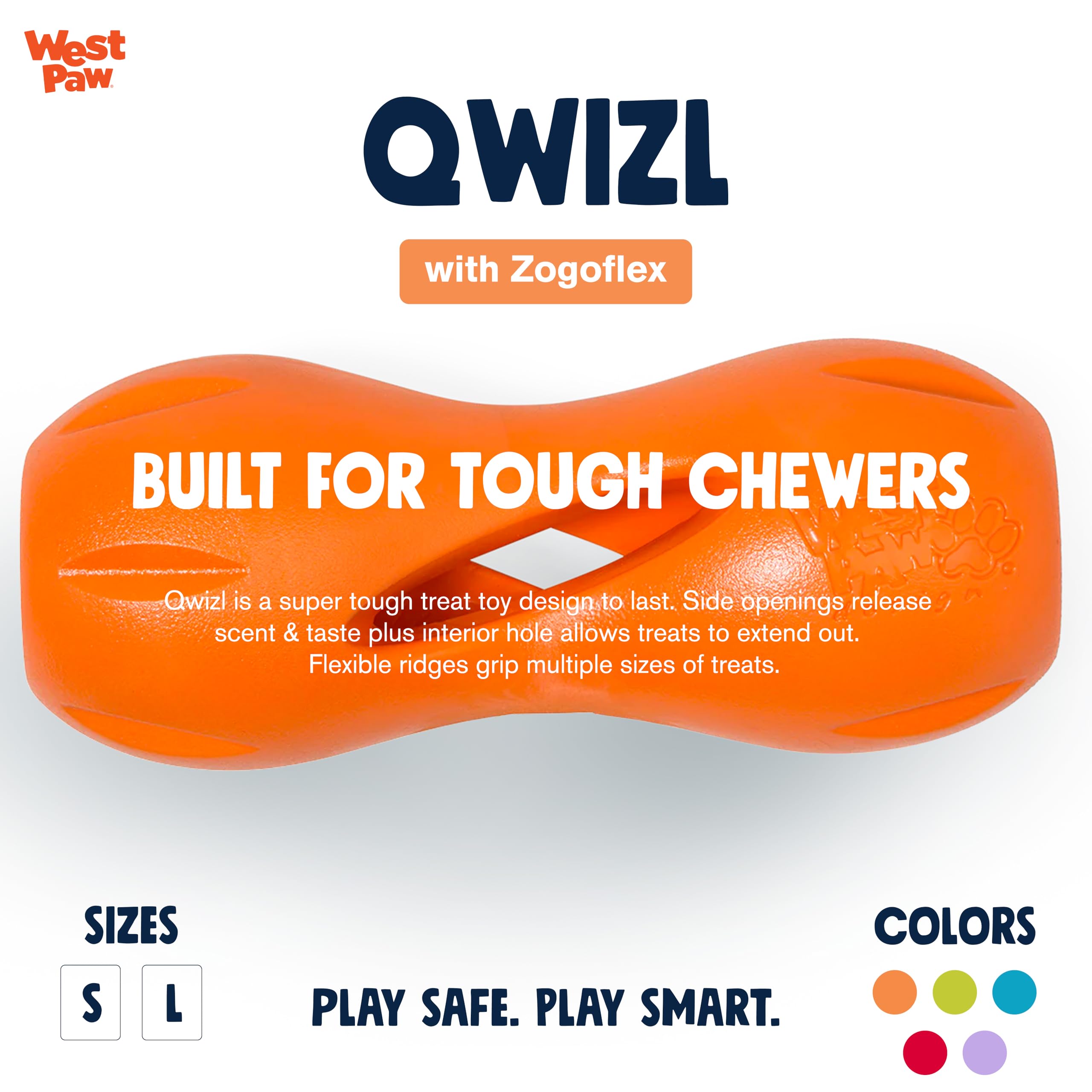 West Paw Zogoflex Qwizl small durable-robust construction supports extended chewing sessions.