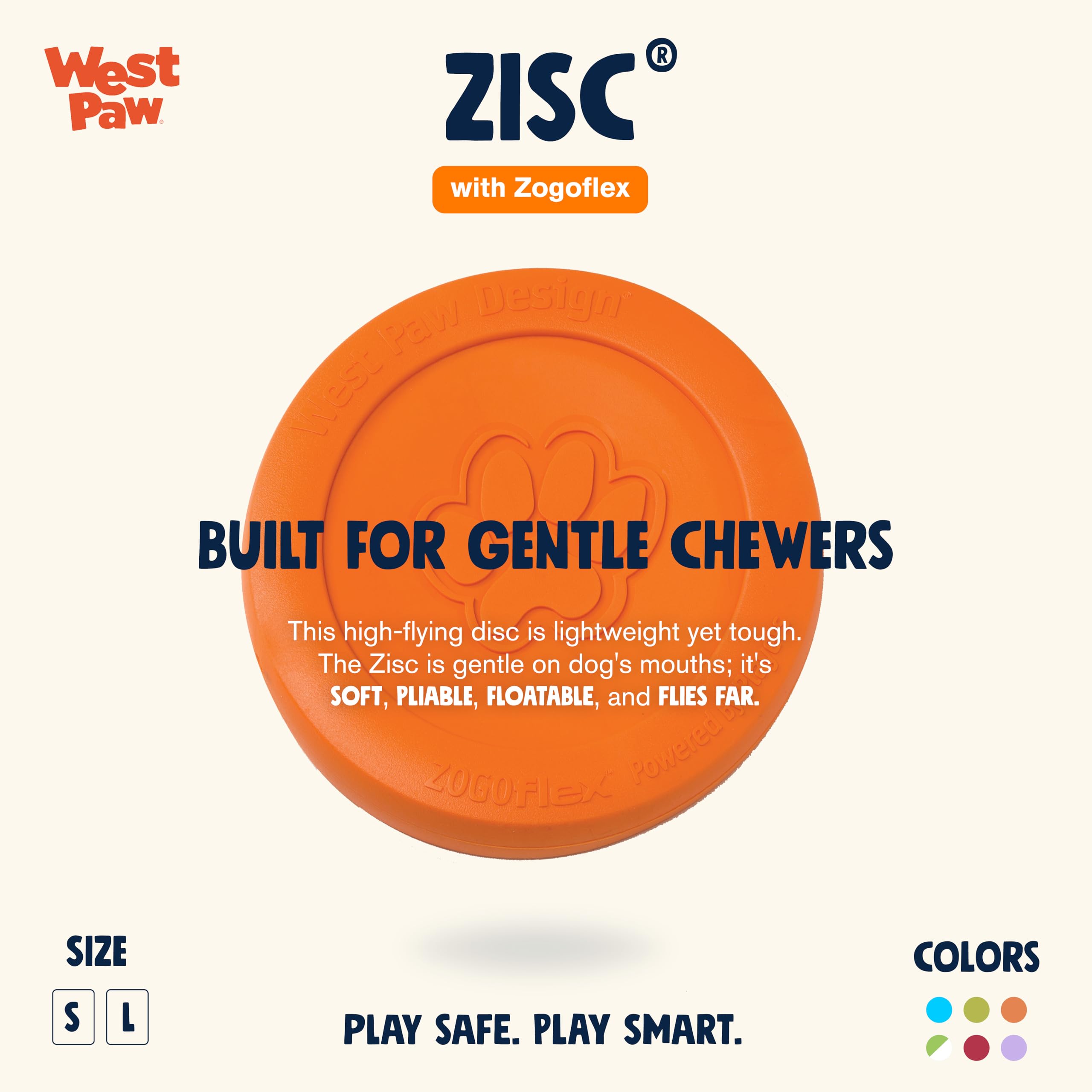 West Paw Zogoflex Zisc Tangerine in flight for long-distance fetch