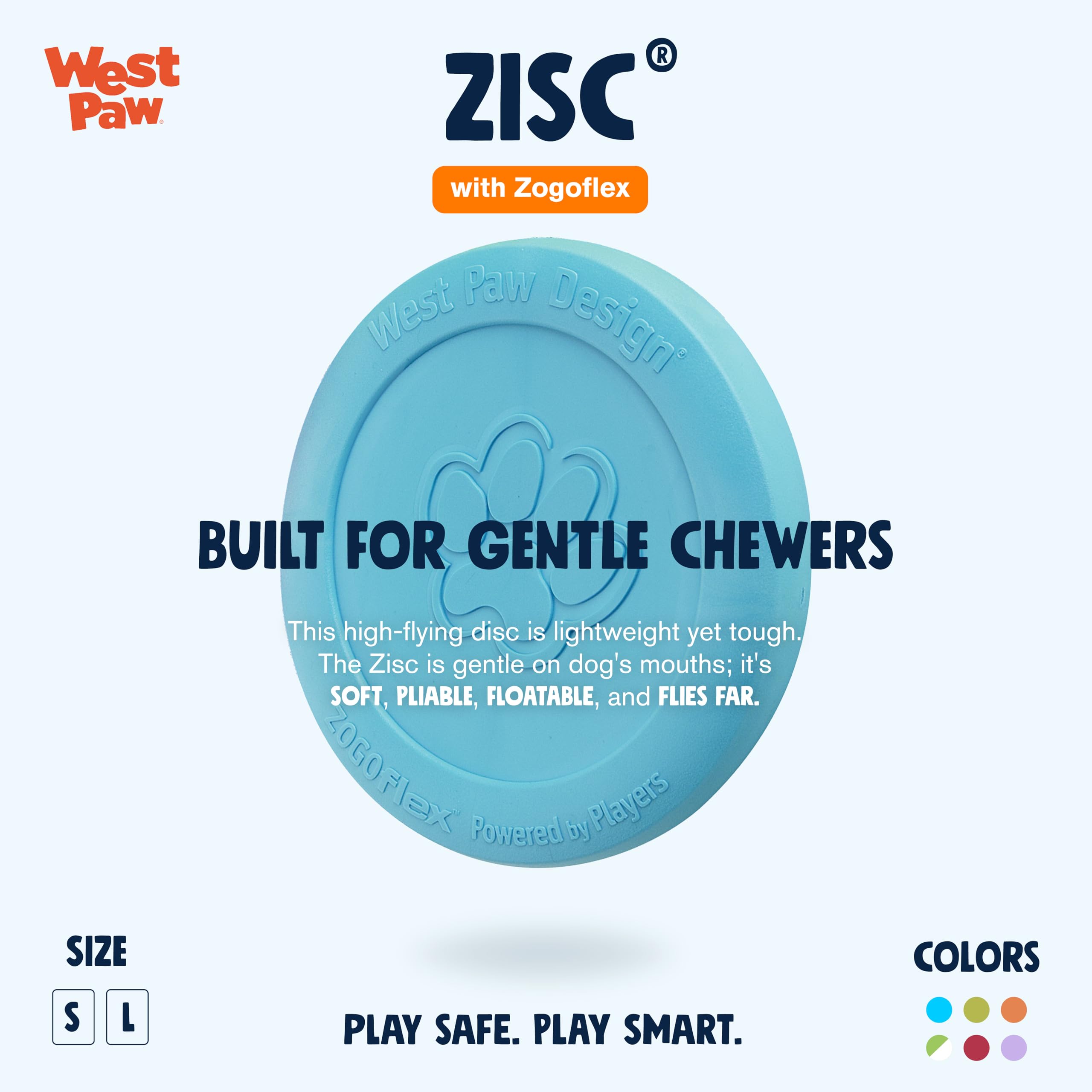 West Paw Zogoflex Zisc floating disk for water play and pool safety.