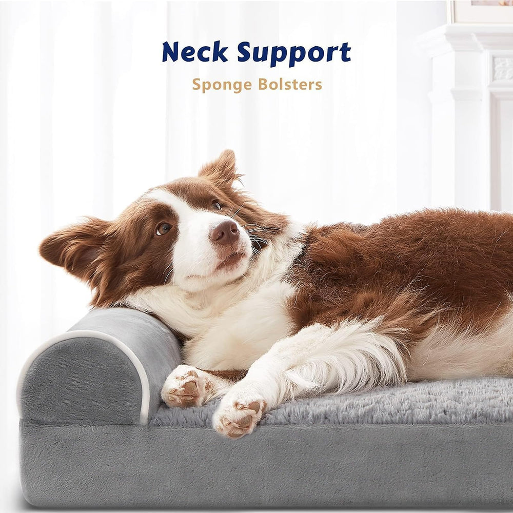 WESTERN HOME bolster-cushion-dog-bed with side pillows for security and added support.