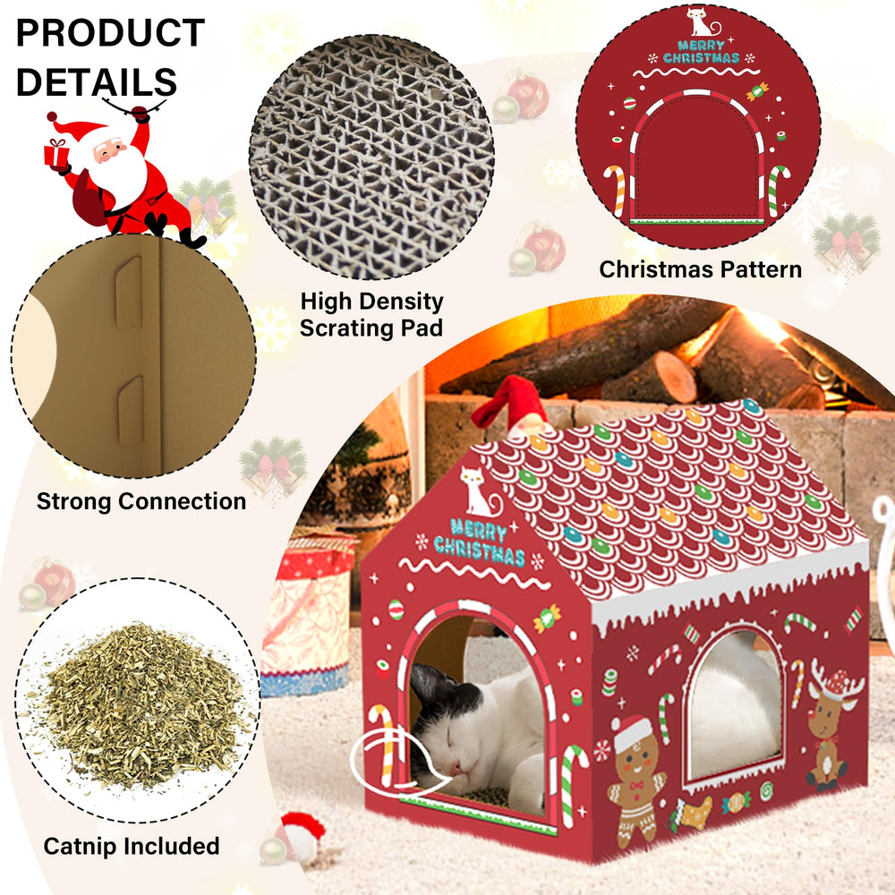 WESTERN HOME Cardboard Cat House three windows invite viewing and interactive play.