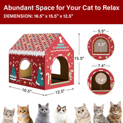 WESTERN HOME Cardboard Cat House triangular roof adds shelter during chilly days.