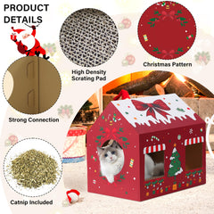 WESTERN HOME Christmas Cat House window cutouts provide peek-through play.