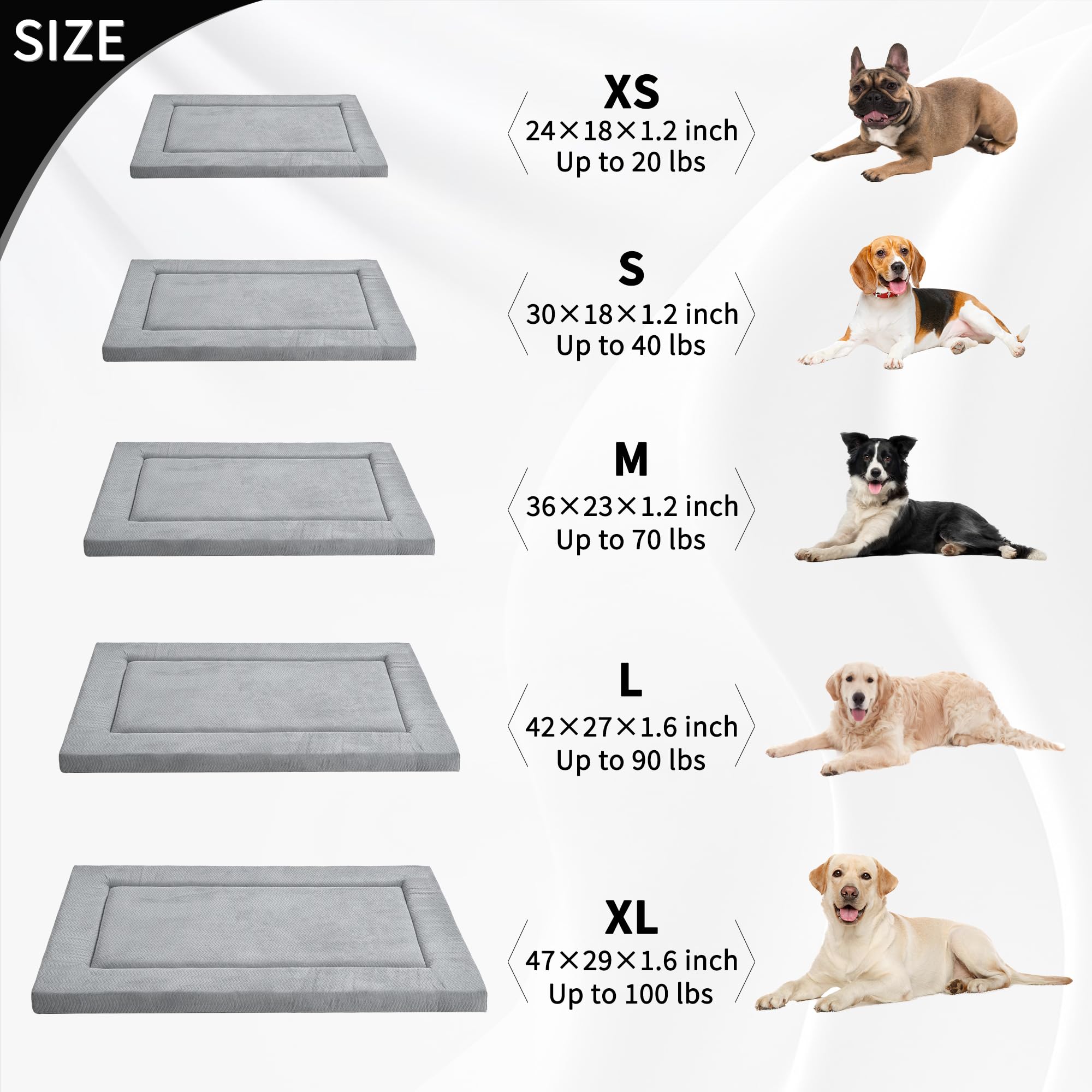 WESTERN HOME dog bed five sizes image highlights crate-compatible options for different dogs.