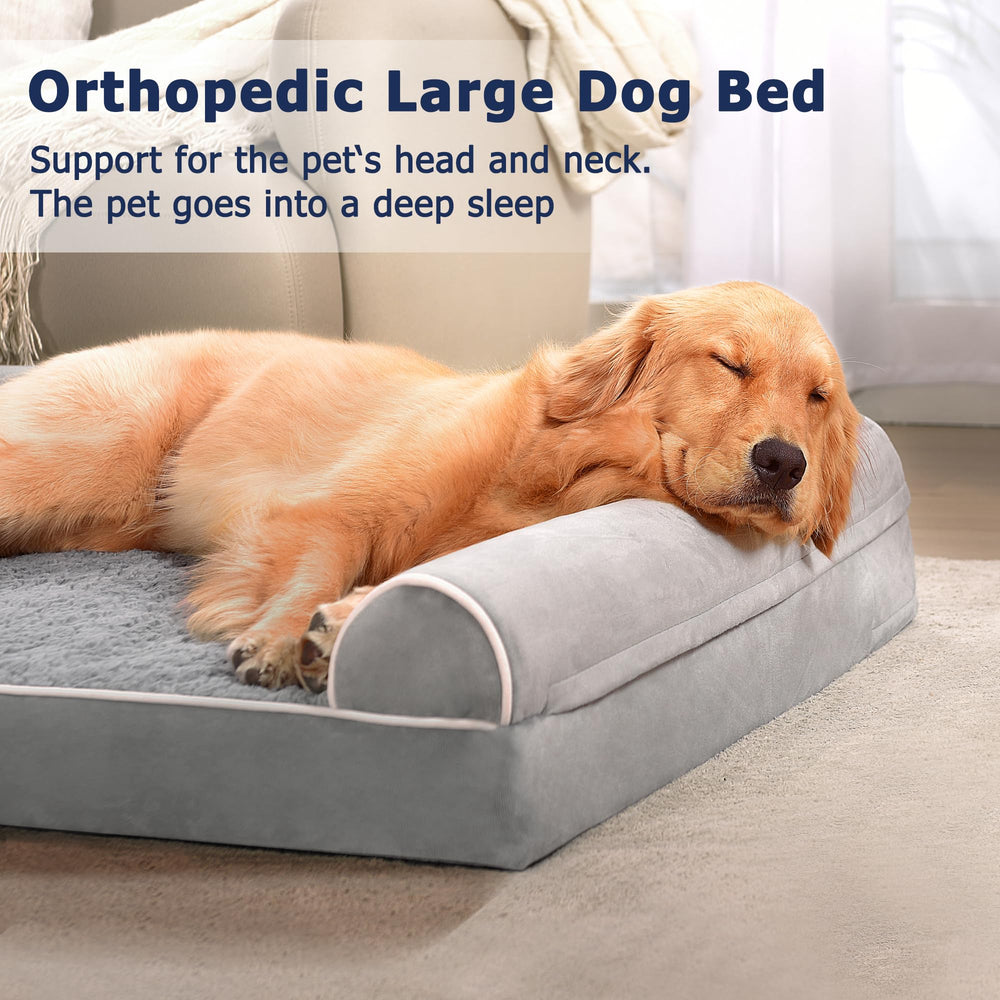 Western Home dog bed with 3-sided bolster supports neck comfort