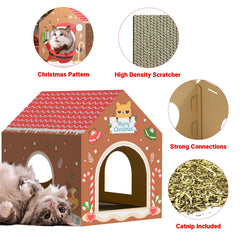 WESTERN HOME gingerbread-cat-house-under-tree adds festive decor