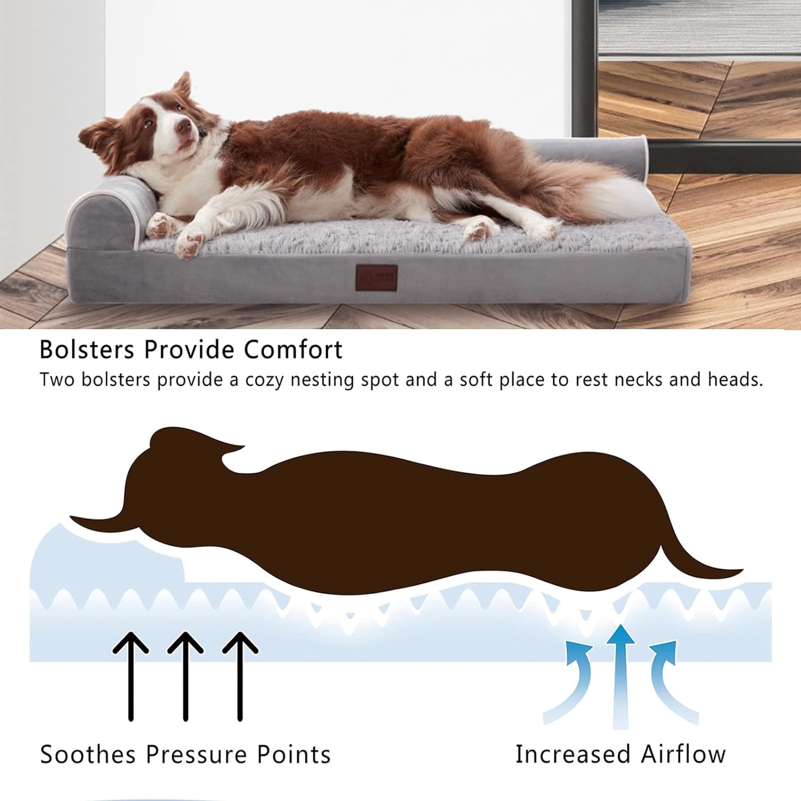 WESTERN HOME non-slip-bottom-dog-bed stays steady on slippery floors.