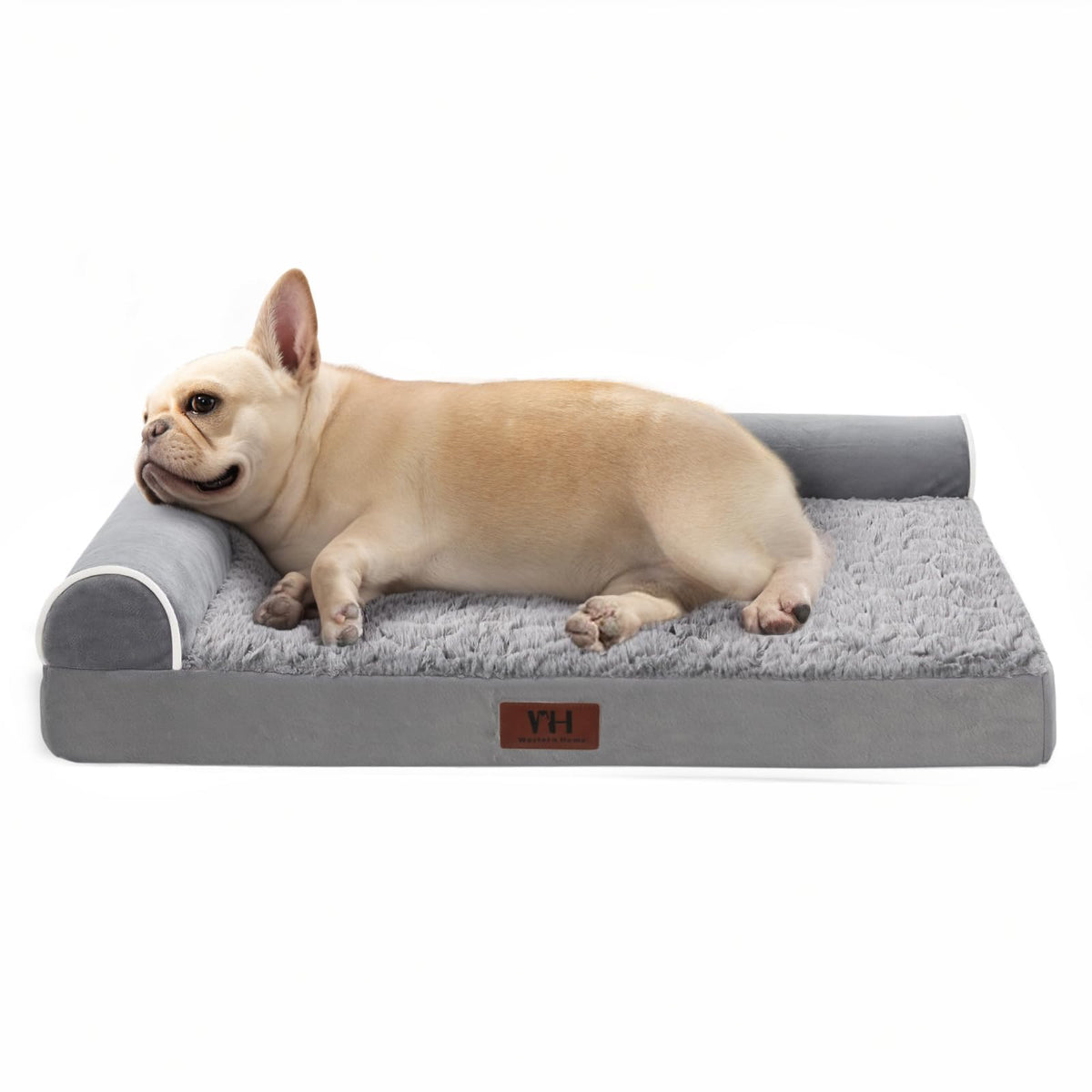 Western Home orthopedic dog bed cover closeup highlights plush velvet and easy-clean surface.