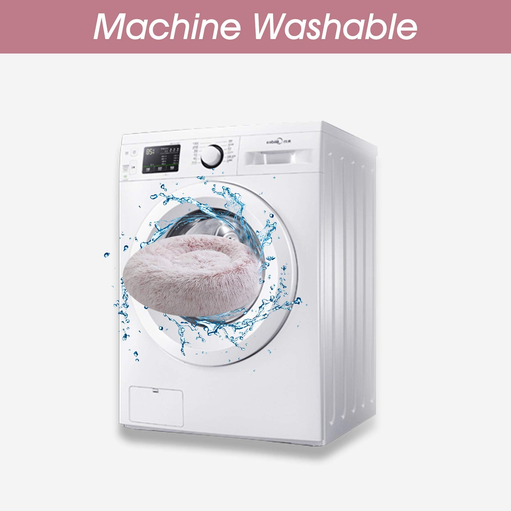 Western Home WH calming bed demonstrates machine wash and low-heat dry care