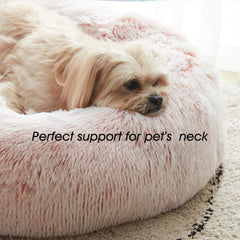 WESTERN HOME WH calming-dog-cat-bed donut-round-design encourages curling and comfort