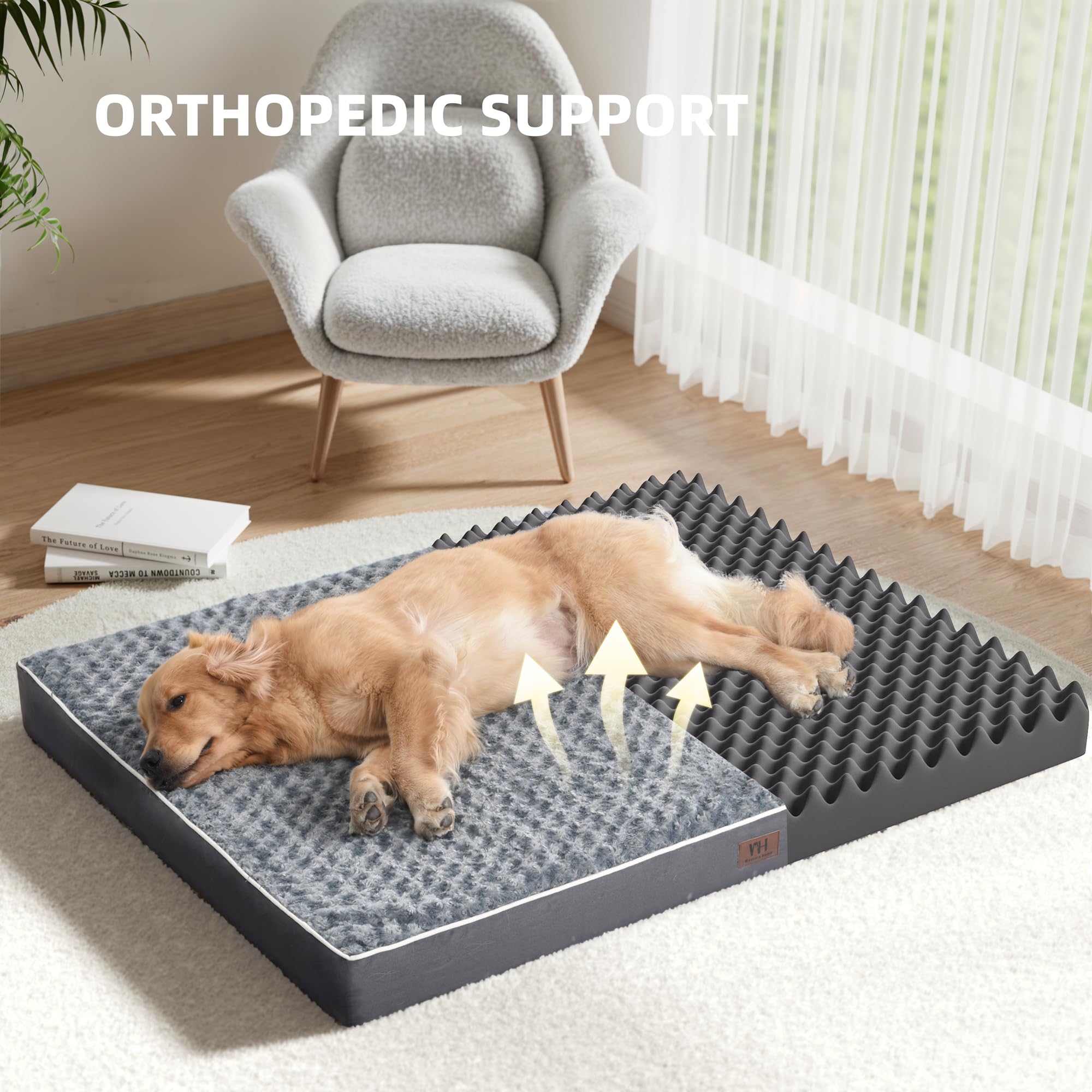 WESTERN HOME WH large dog bed egg crate foam highlights extra thick orthopedic support.