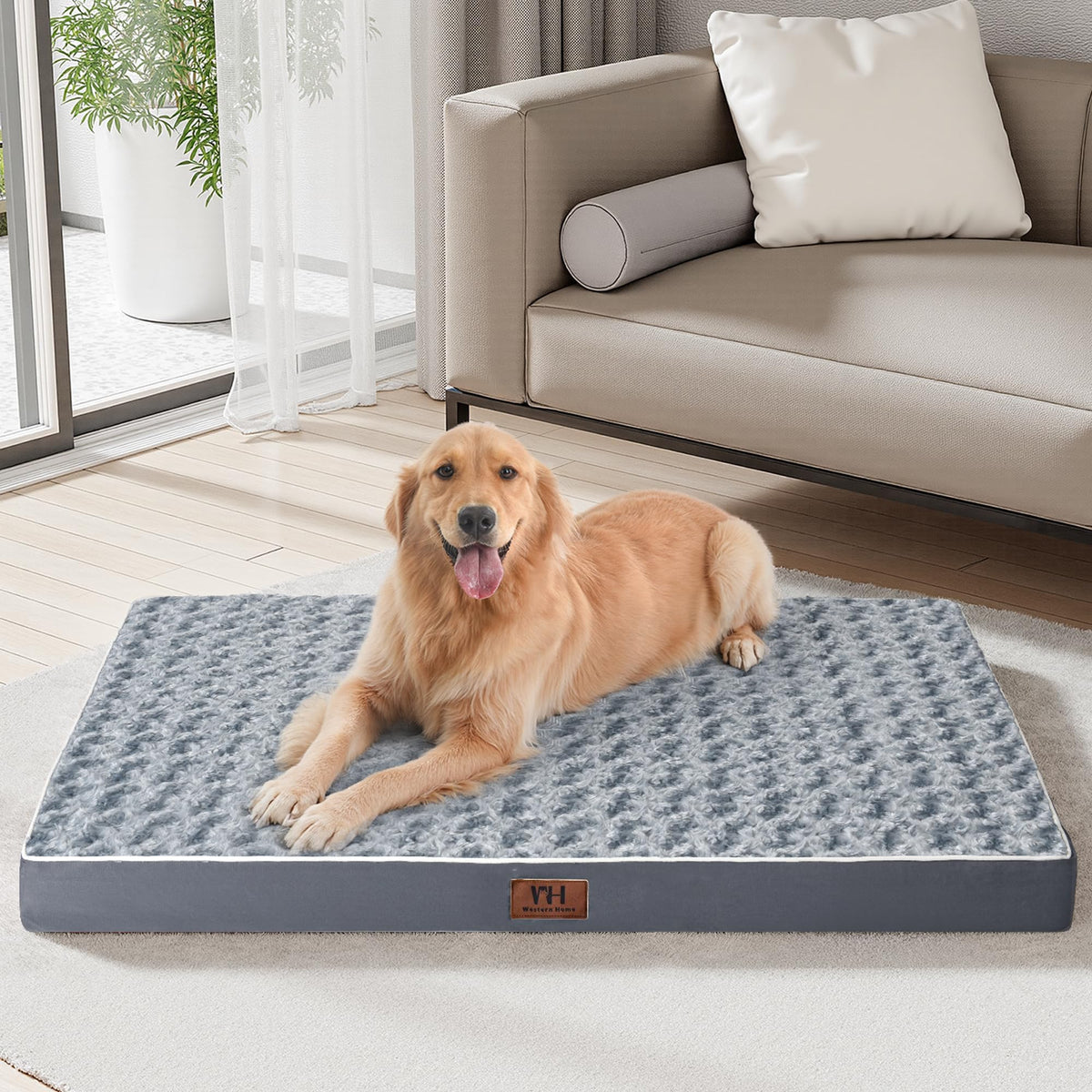 WESTERN HOME WH XL dog bed rose plush cover for cozy lounging and breathable comfort
