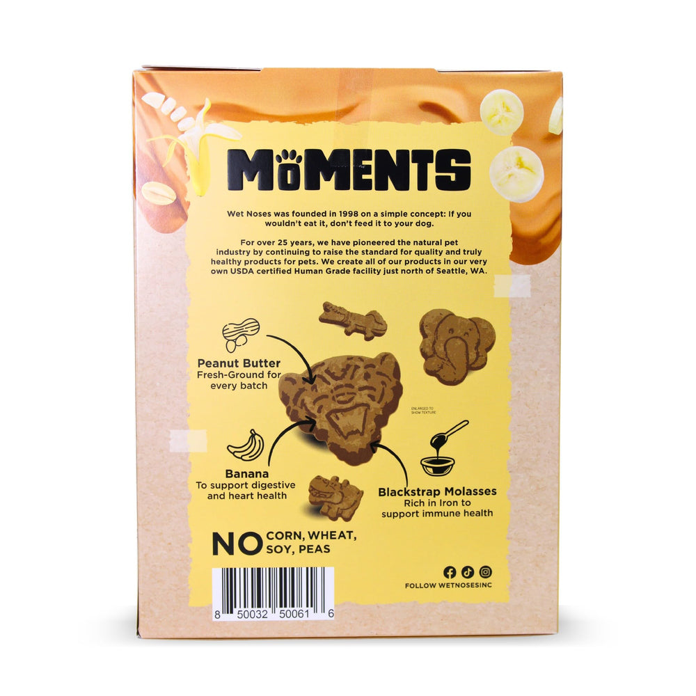 Wet Noses Moments peanut butter treats close-up crunch supports dental health