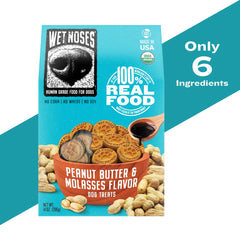 Wet Noses Crunchy Dog Treats in a bowl show texture for dental health and training.