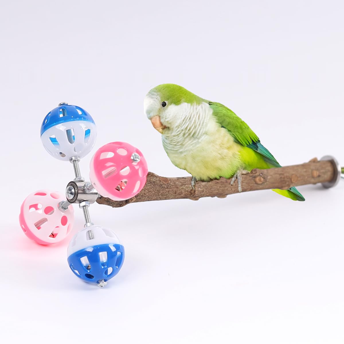 WEVONIGU Pepper Wood Bird Perch with Rotating Balls for parakeets — engaging enrichment during play
