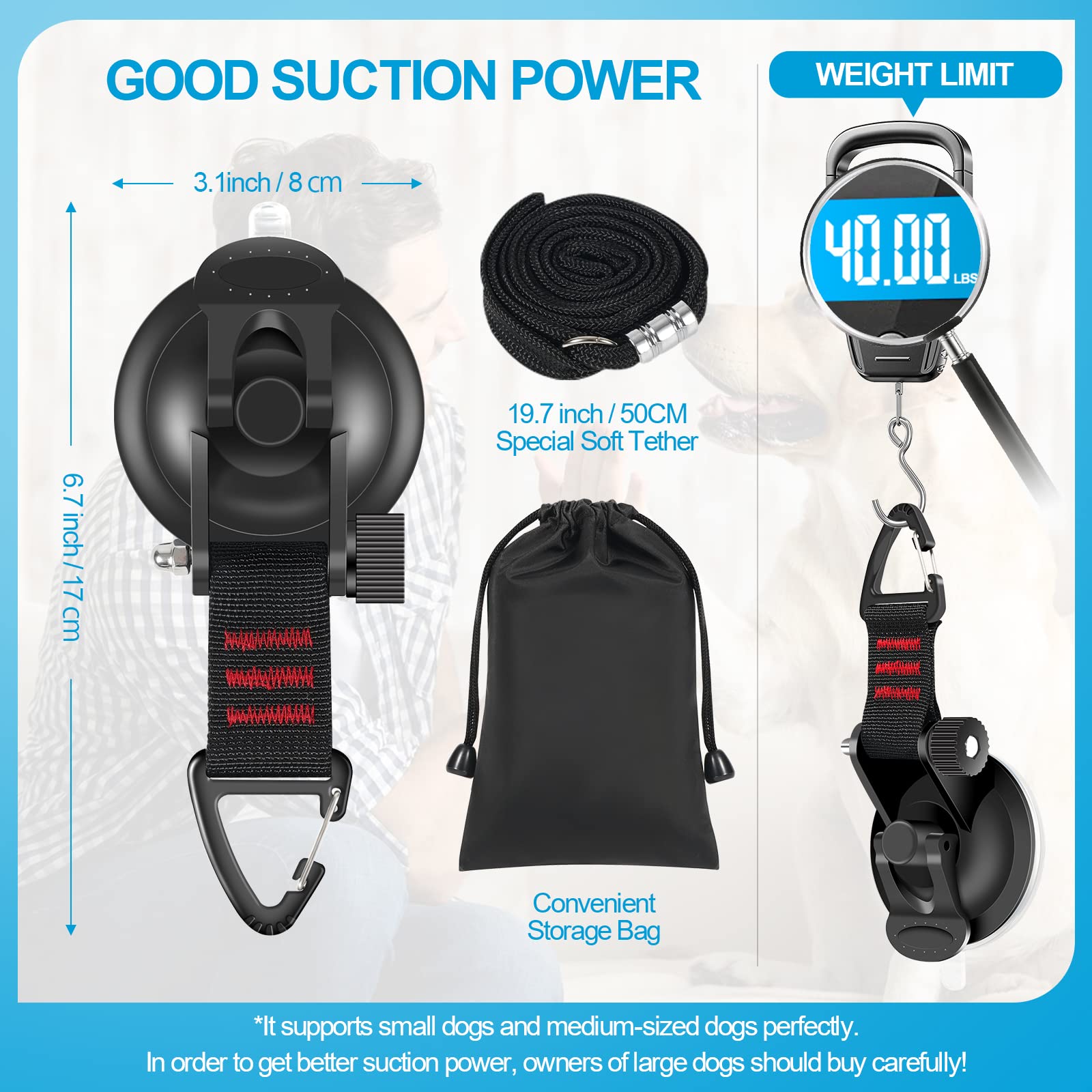 WEYASIU soft nylon tether reduces irritation while restraining pets.