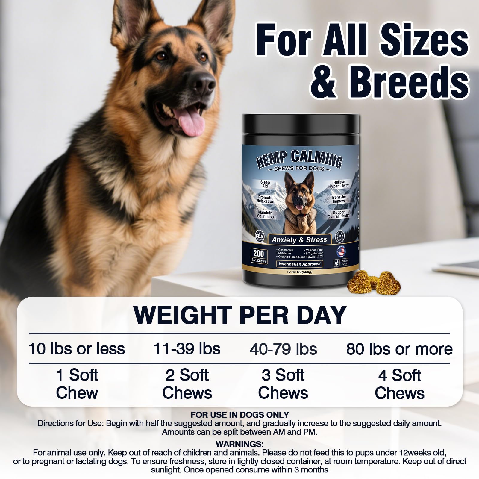 WEYILL chicken hemp dog calming chews close-up texture suggests tasty reward moments.