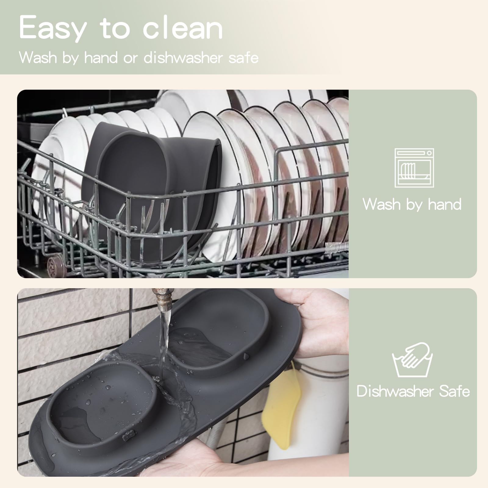 WEYOVGO all-in-one feeder highlighting stainless steel bowls and silicone base