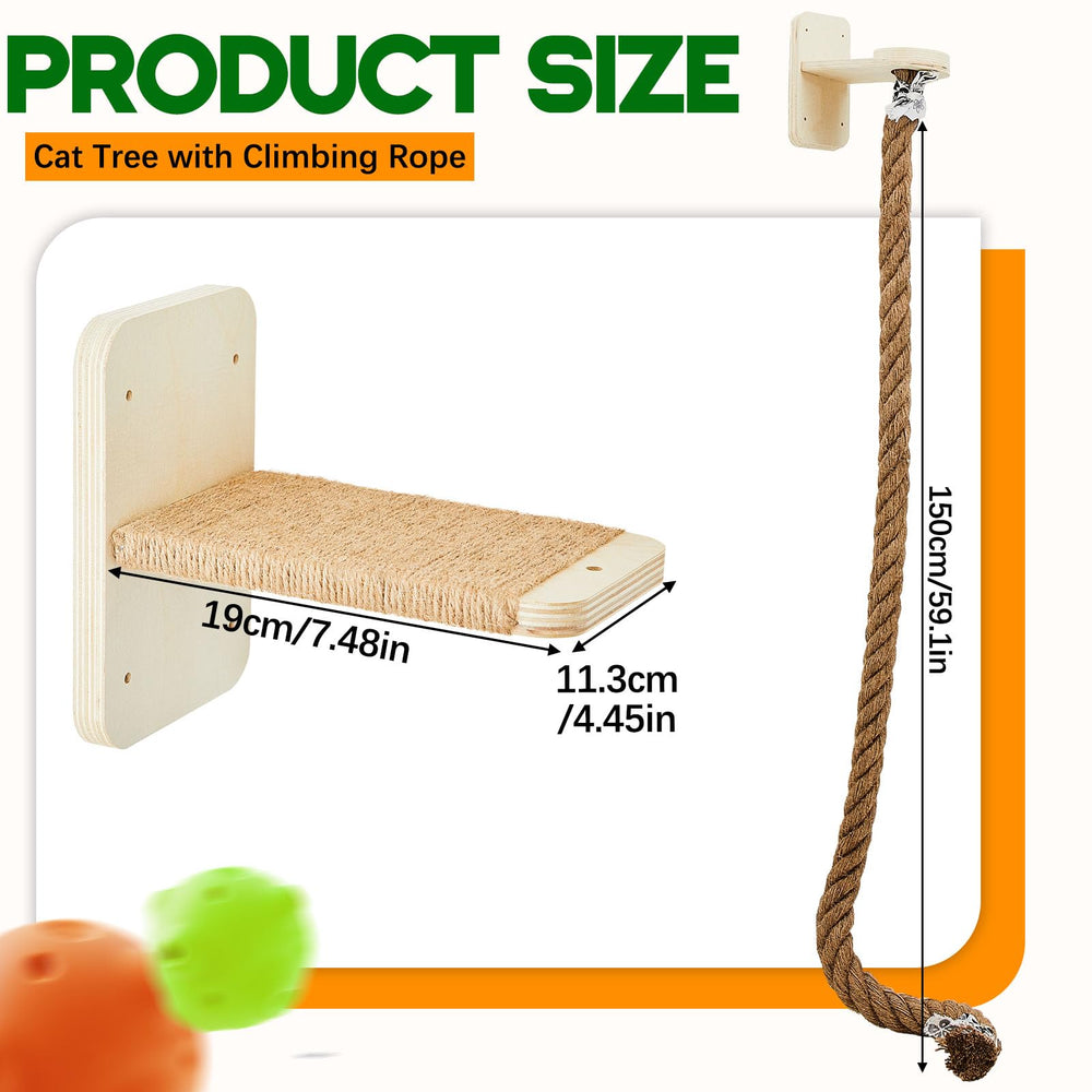 Weysat cat tree with 59-1inch climbing rope offers a durable ladder for climbing and exploration.