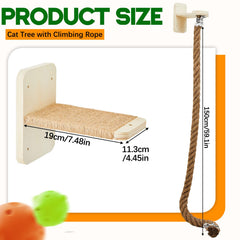 Weysat cat tree with 59-1inch climbing rope offers a durable ladder for climbing and exploration.
