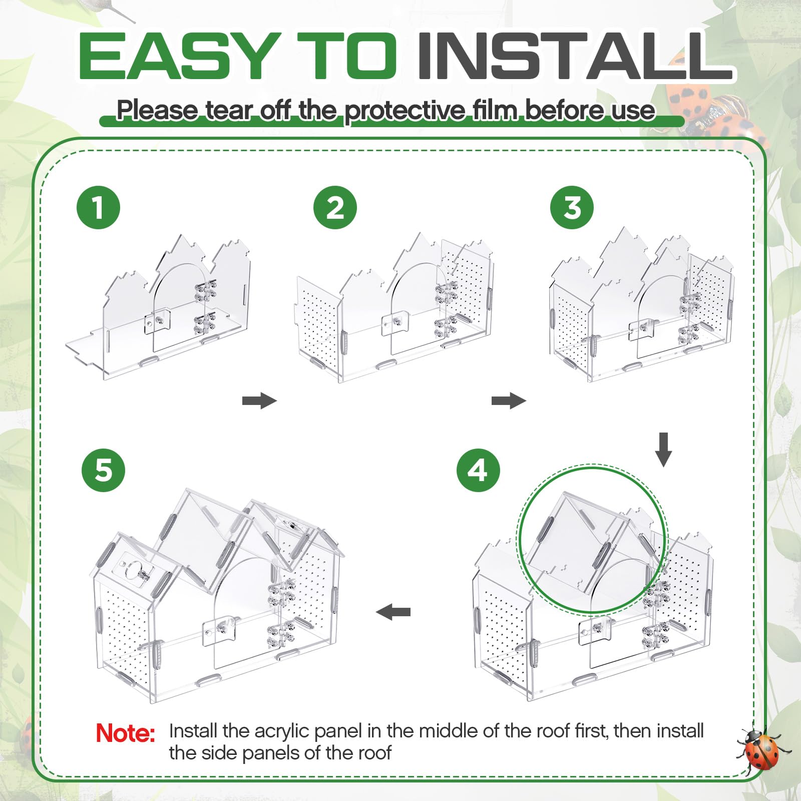 Weysat jumping spider enclosure with dual ventilation ports for steady airflow
