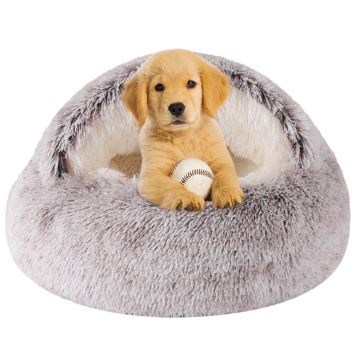 WgoogW cozy cave dog bed in coffee color with plush interior.