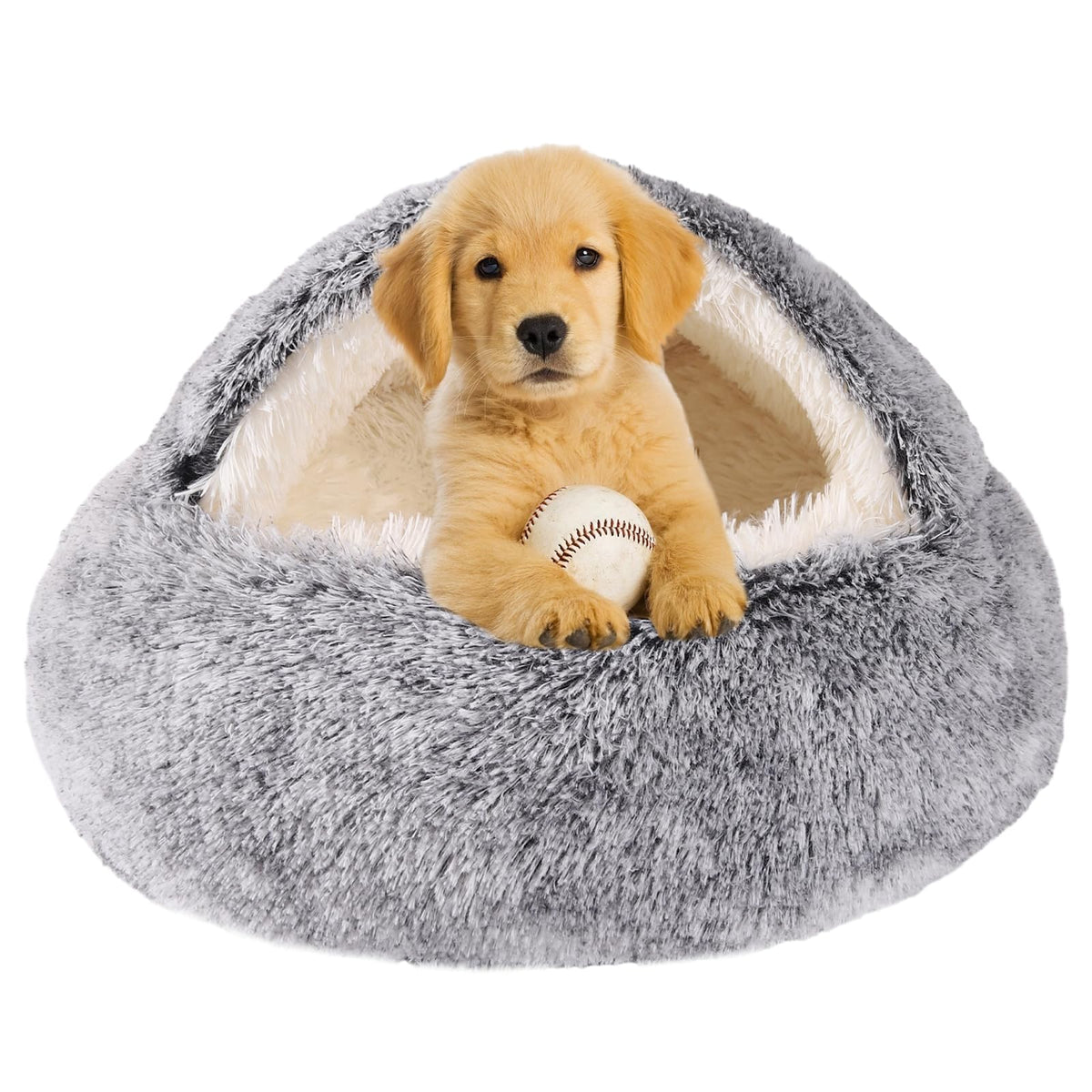 WgoogW hooded dog bed open top showing burrow-style comfort for small pets